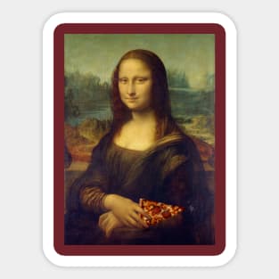 Mona Lisa holding a Piece of Pizza Sticker